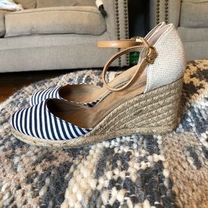 White Mountain Espadrille Blue & White Wedges